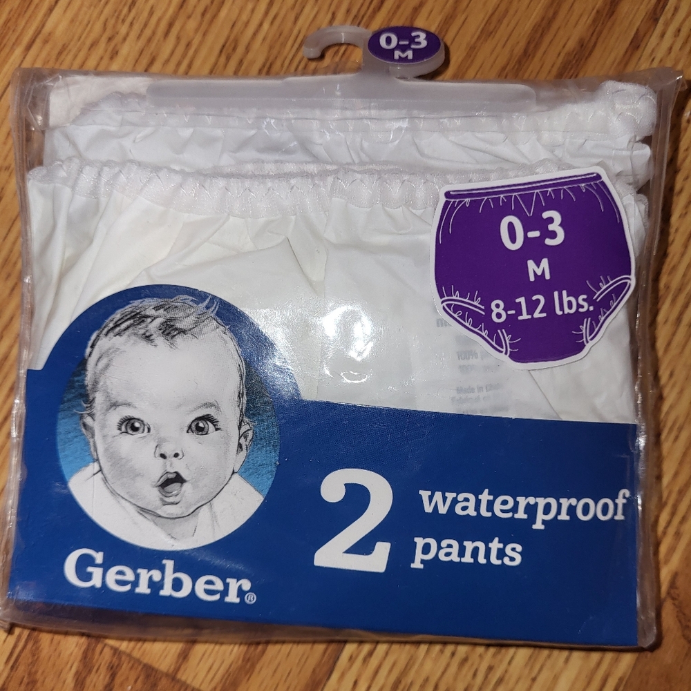 Gerber 2pk Waterproof Diaper Cover Plastic Pants - White, 0-3M, 8-12lbs